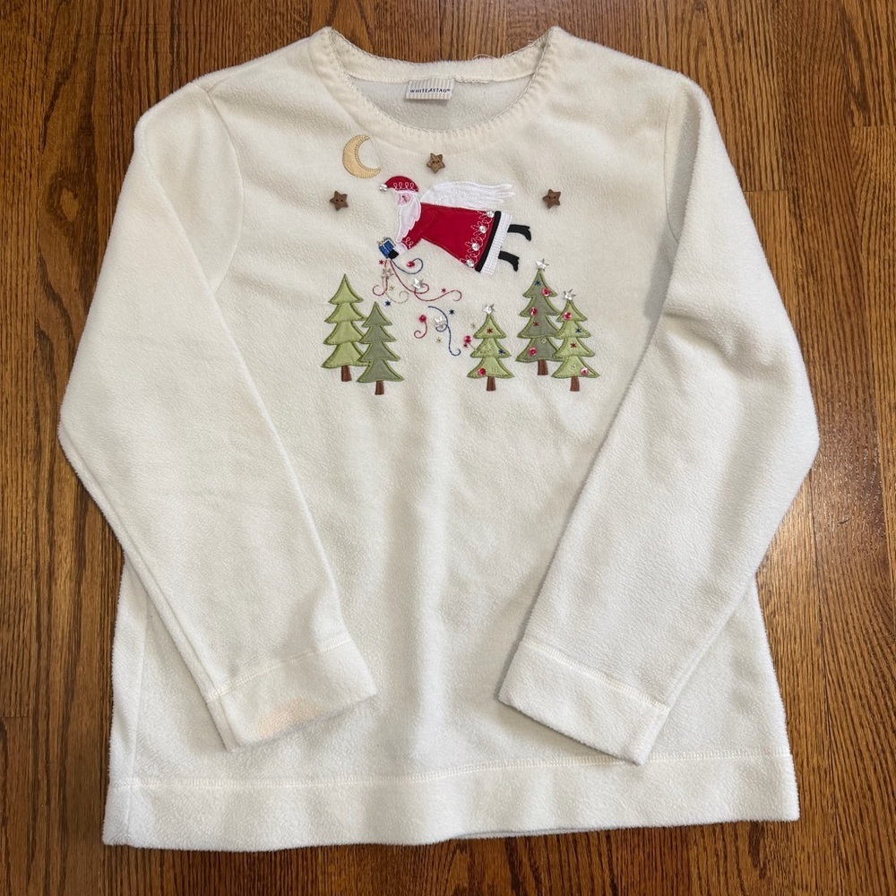Whitestag Cream Colored Fleece Top Santa Trees Size Medium
